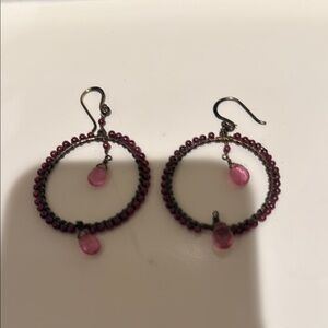Stella & Dot Pink Hoop Earrings